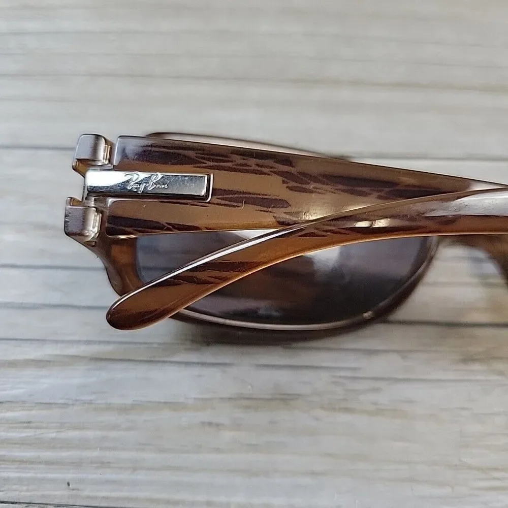 Ray‎ Ban RB 4078 642 Sunglasses FRAMES ONLY Brown Striped Rectangle Italy